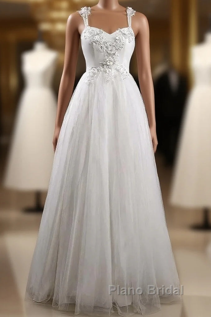 Sweetheart Strap Flower A-Line Wedding Dresses