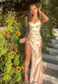 Sweetheart Tight Satin Long Formal Prom Dresses Sleeveless Mermaid Formal Evening Dresses