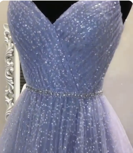 Sweetheart Tulle Sequin Long Formal Prom Dresses Purple Formal Dresses