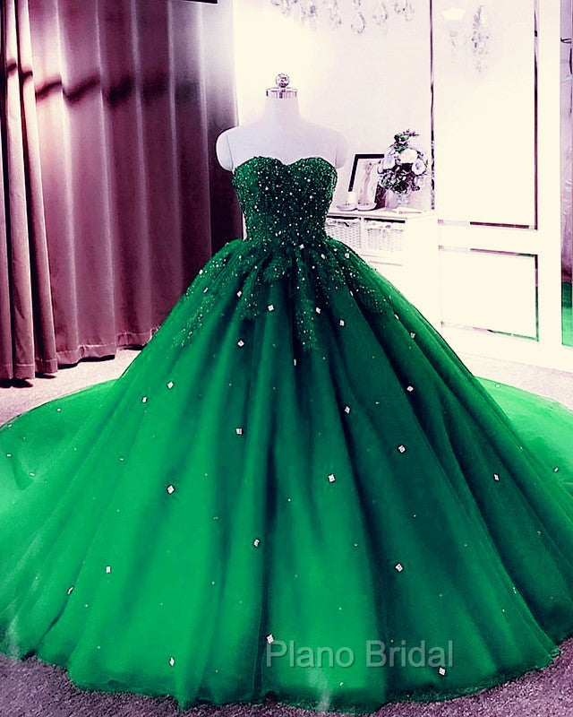 Sweetheart Wedding Dresses Tulle Ball Gown Lace Beaded