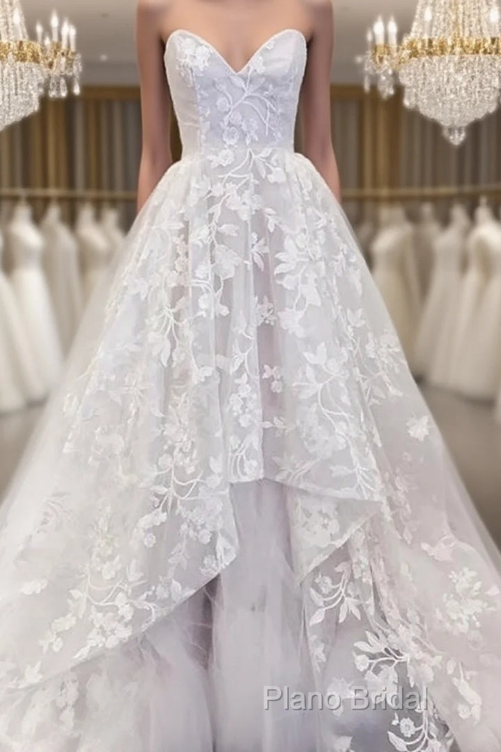 Sweetheart White Ball Gown Tulle Appliques Wedding Dresses Main image