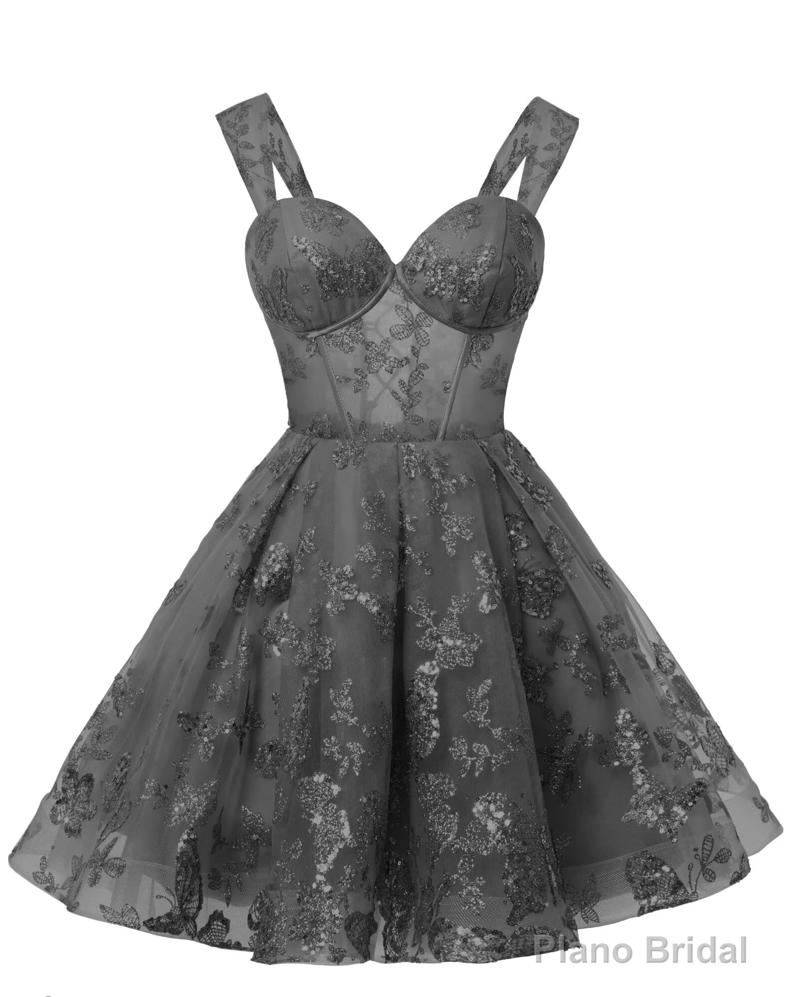 Teens Sparkly Tulle Black Homecoming Dresses Spaghetti Straps Short Cocktail Party Prom Dress Secondary image