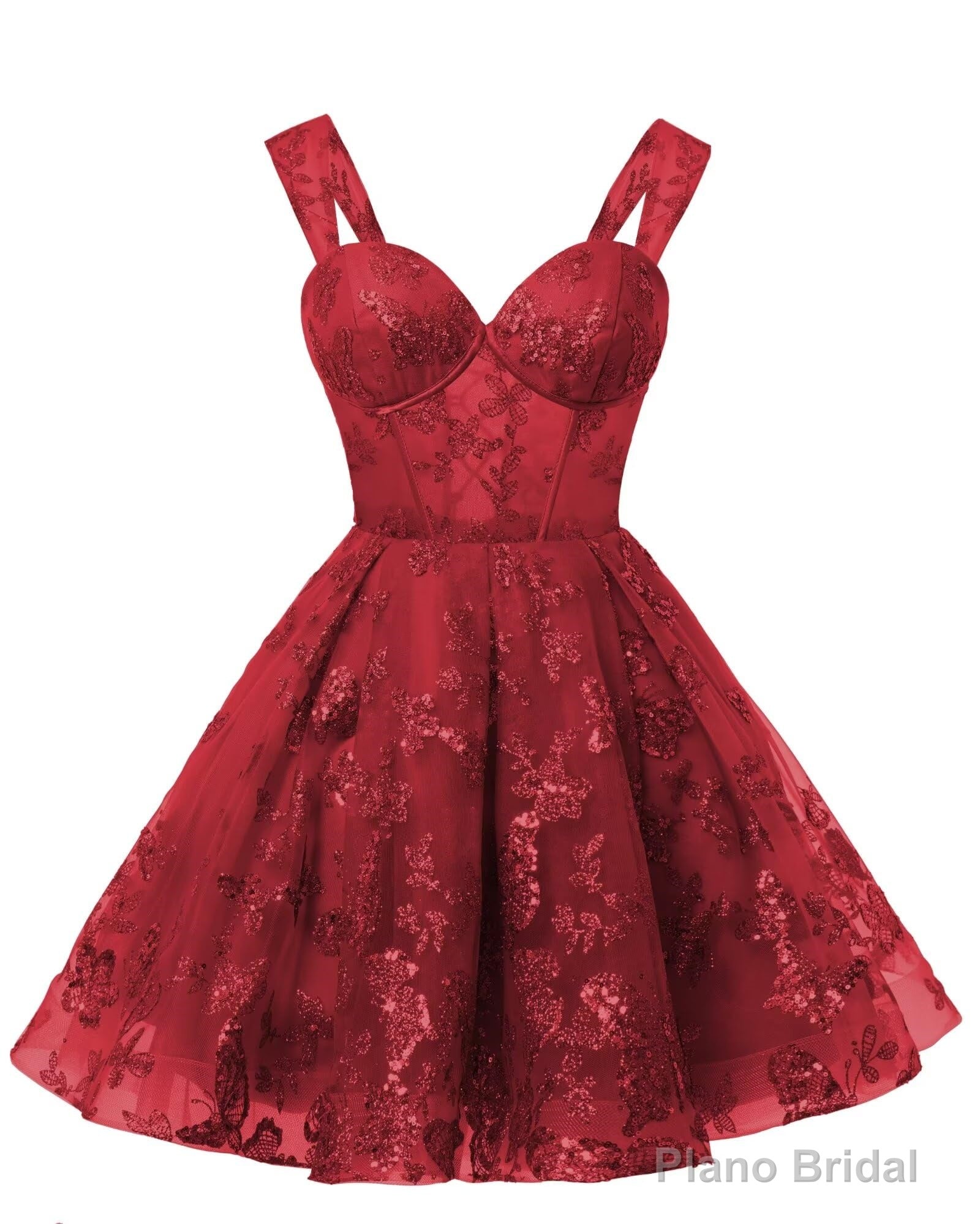 Teens Sparkly Tulle Red Homecoming Dresses Spaghetti Straps Short Cocktail Party Prom Dress Secondary image
