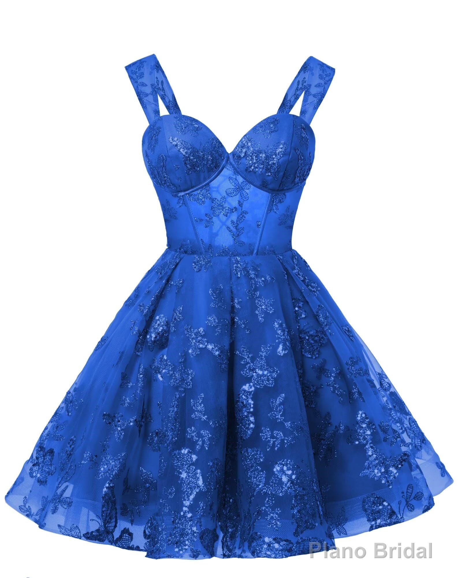 Teens Sparkly Tulle Royal Blue Homecoming Dresses Spaghetti Straps Short Cocktail Party Prom Dress