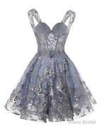 Teens Sparkly Tulle Plum Homecoming Dresses Spaghetti Straps Short Cocktail Party Prom Dress