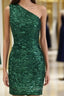 Tight Green Sequin One Shoulder Dresses