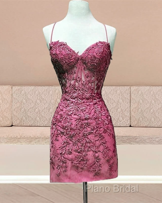 Tight Lace Corset Homecoming Dresses Spaghetti Straps
