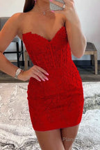 Tight Short Homecoming Dress with Appliques