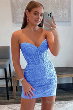 Tight Short Homecoming Dress with Appliques