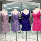 Tight Wine Red Sequins Short Homecoming Dresses Party Gown