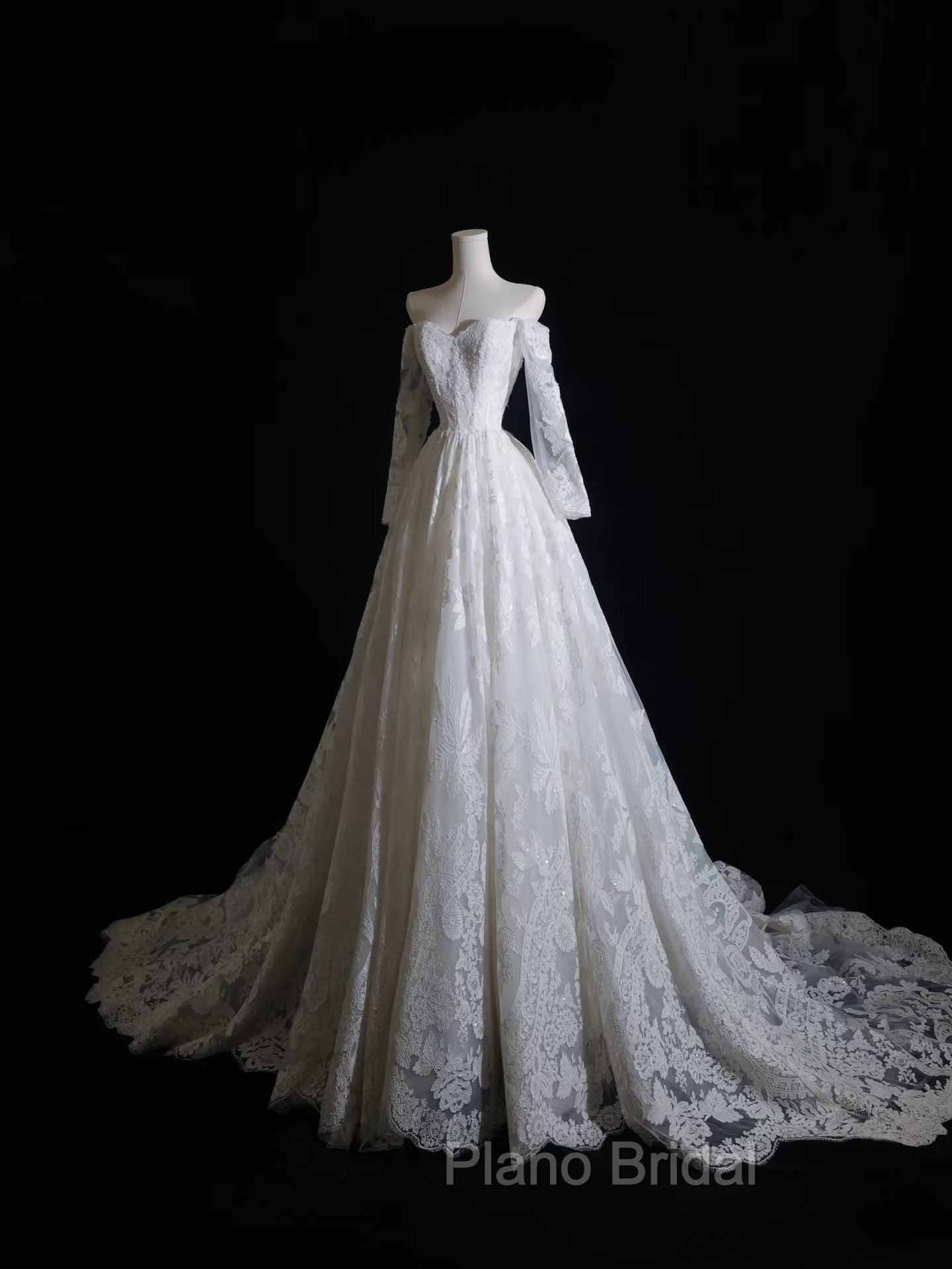 Timeless A Line Off The Shoulder White Lace Long Sleeves Wedding Dresses Bridal Dresses Secondary image
