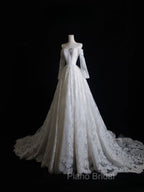 Timeless A Line Off The Shoulder White Lace Long Sleeves Wedding Dresses Bridal Dresses