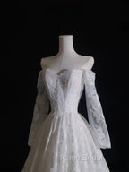 Timeless A Line Off The Shoulder White Lace Long Sleeves Wedding Dresses Bridal Dresses
