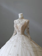 Timeless Ball Gown High Neckline Tulle Long Sleeves Wedding Dresses Bridal Dresses