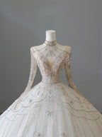 Timeless Ball Gown High Neckline Tulle Long Sleeves Wedding Dresses Bridal Dresses