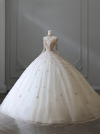 Timeless Ball Gown High Neckline Tulle Long Sleeves Wedding Dresses Bridal Dresses