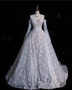 Timeless Ball Gown Off The Shoulder White Lace Long Wedding Dresses Bridal Dresses