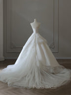 Timeless Ball Gown Strapless Satin Ivory Long Wedding Dresses Bridal Dresses