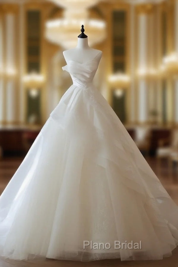Timeless Ball Gown Strapless Satin Ivory Long Wedding Dresses Bridal Dresses Main image