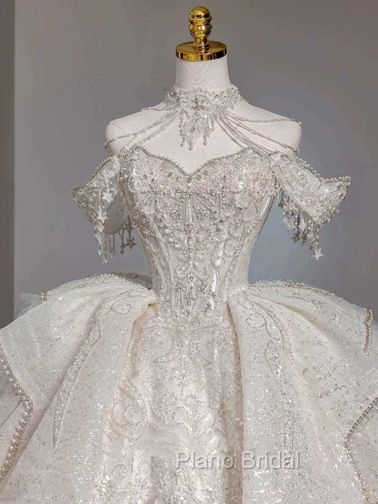 Timeless Ball Gown Sweetheart Short Sleeves Lace White Wedding Dresses Brides Dresses Secondary image