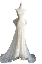 Timeless Mermaid Sweetheart Lace White Satin Wedding Dresses