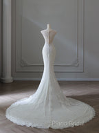 Timeless Mermaid V Neckline White Lace Wedding Dresses Bridal Dresses