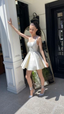 Simple Sequare Neck White Short Formal Prom Dresses,Elegant Homecoming Dresses
