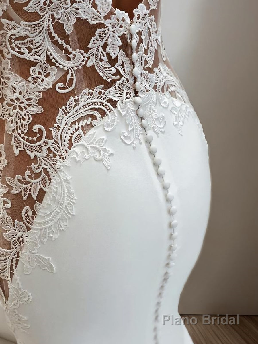 Trumpet/Mermaid Bateau Chapel Train Stretch Crepe Wedding Dresses