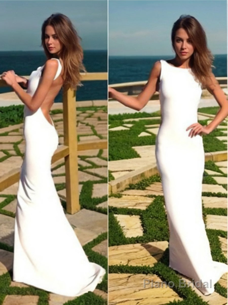 Trumpet/Mermaid High Neck Sweep Train Jersey Prom Dresses Main image