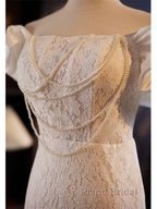 Trumpet Mermaid Puffy Sleeves  Wedding Dresses With Detachable Train