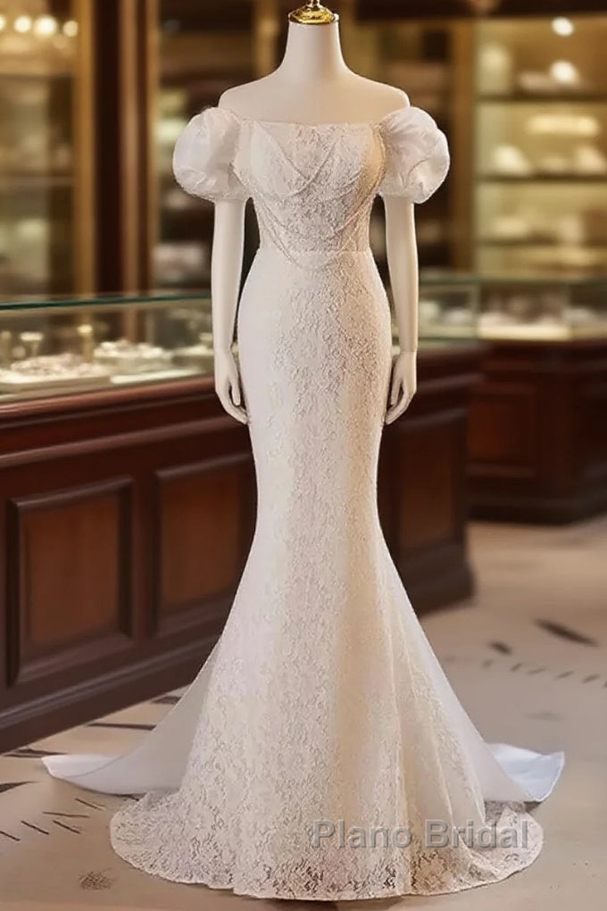 Trumpet Mermaid Puffy Sleeves  Wedding Dresses With Detachable Train Main image