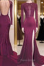 Trumpet/Mermaid Scoop Satin Long Sleeves Applique Sweep/Brush Train Dresses