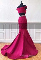 Trumpet/Mermaid Sweep Train Satin Formal Prom Dresses