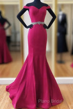 Trumpet/Mermaid Sweep Train Satin Formal Prom Dresses
