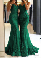 Trumpet/Mermaid Sweetheart Sleeveless Long/Floor-Length Tulle Prom Dresses With Appliqued