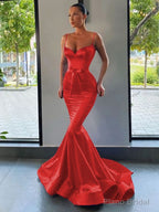Trumpet/Mermaid Sweetheart Sweep Train Silk like Satin Prom Dresses With Belt/Sash