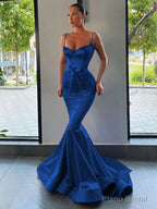 Trumpet/Mermaid Sweetheart Sweep Train Silk like Satin Prom Dresses With Belt/Sash