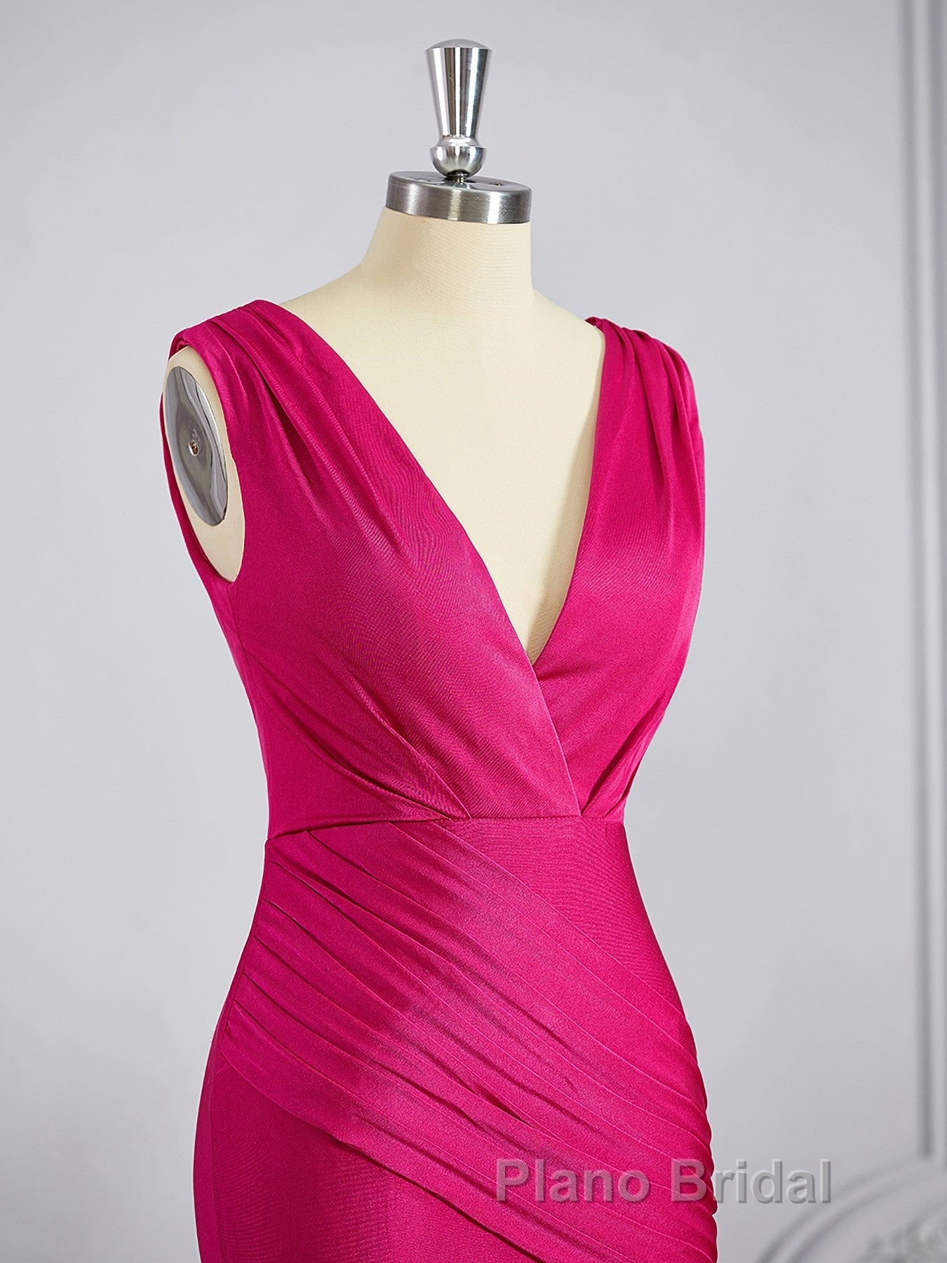 Trumpet/Mermaid V-neck Sweep Train Jersey Bridesmaid Dresses