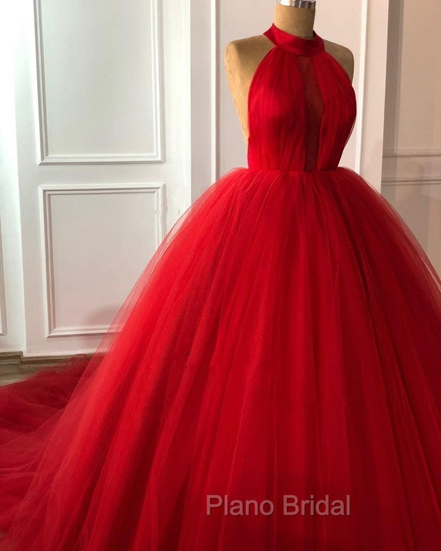 Tulle Ball Gown Halter Dresses For Weddings