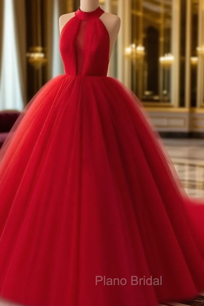 Tulle Ball Gown Halter Dresses For Weddings