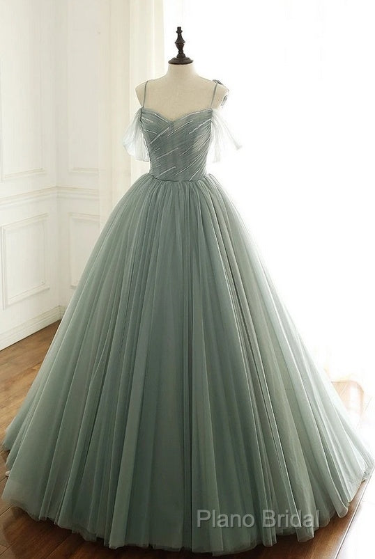 Tulle Ball Gown Long Formal Prom Dresses With Beading,Formal Dresses,Charming Dance Dresses Secondary image