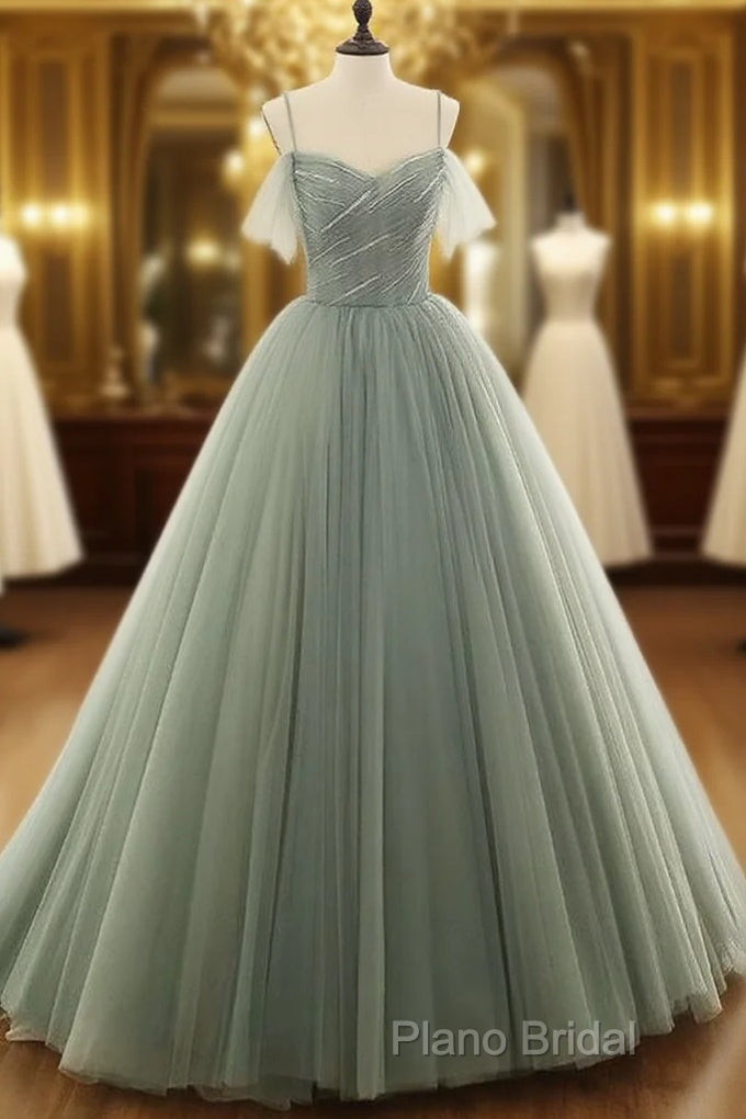 Tulle Ball Gown Long Formal Prom Dresses With Beading,Formal Dresses,Charming Dance Dresses Main image
