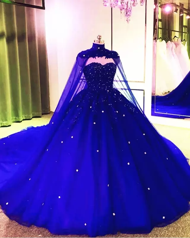Tulle Ball Gown Quinceanera Dresses With Cape Formal Prom Dresses Main image