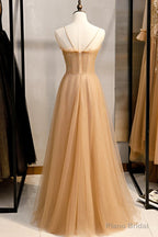 Tulle Beaded Sweetheart Party Dress, A-line Tulle Floor Length Prom Dress