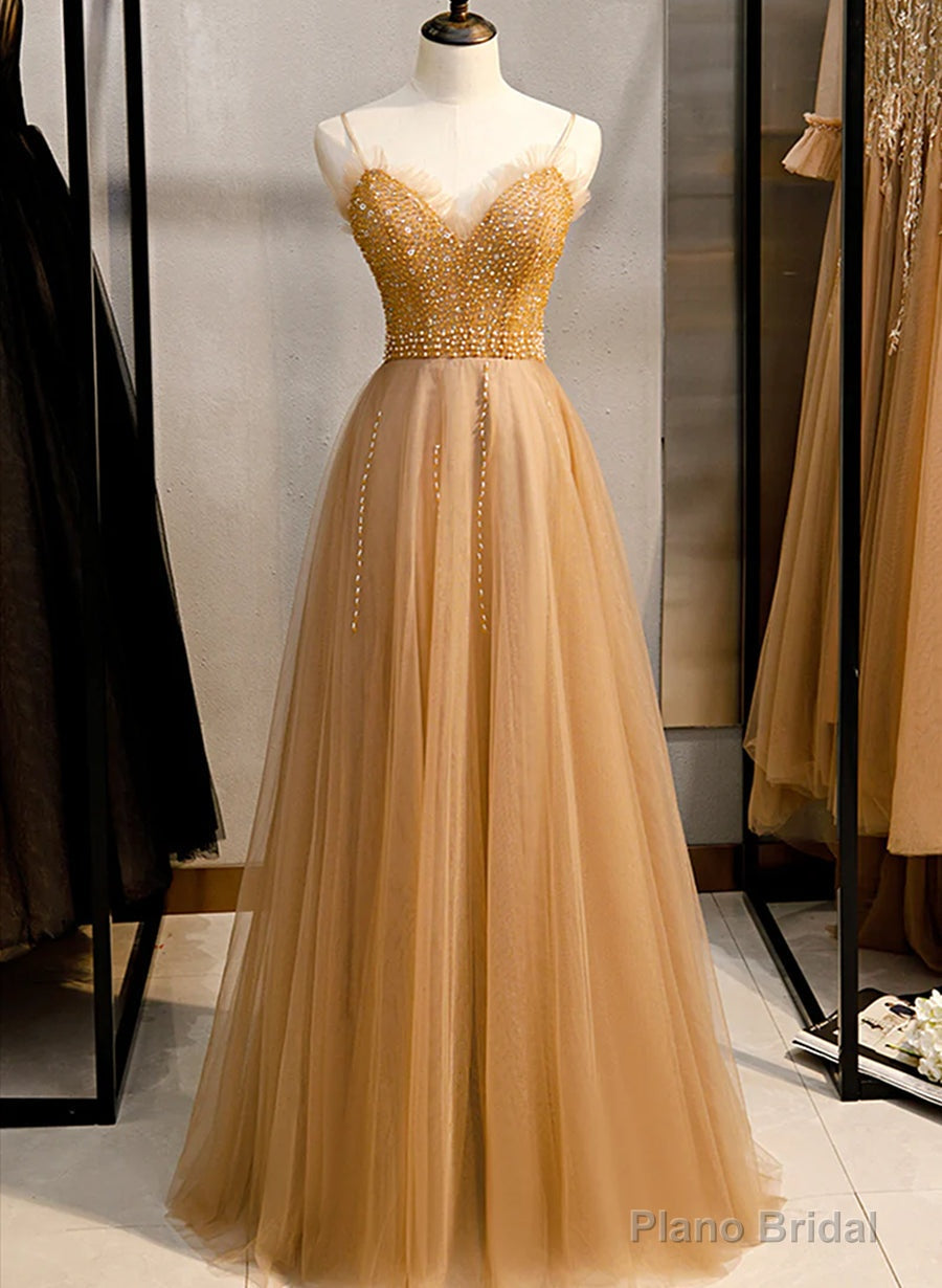 Tulle Beaded Sweetheart Party Dress, A-line Tulle Floor Length Prom Dress Secondary image
