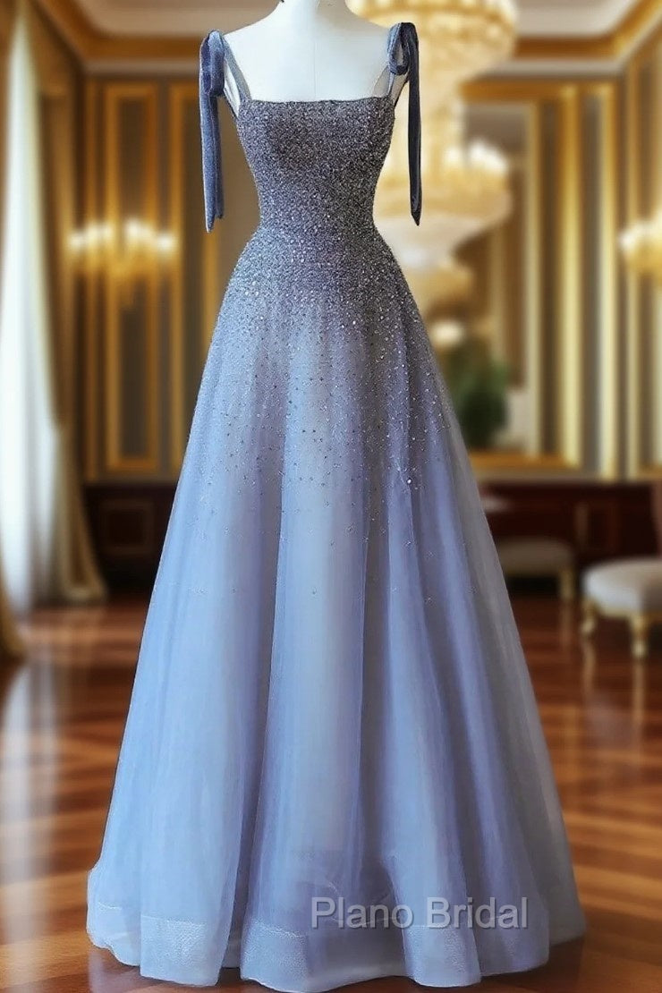 Tulle Belt Formal Prom Dresses Spaghetti Strap Shine Mermaid Dresses Main image