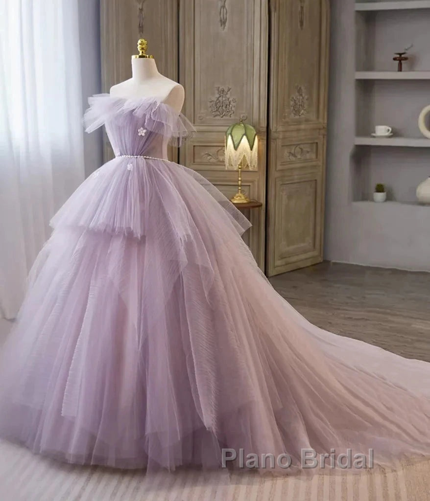 Tulle Floral Ball Gown Princess Lavender Formal Prom Dresses Secondary image