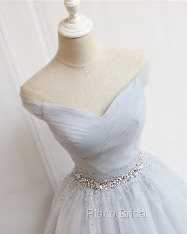 Tulle Homecoming Dresses Off The Shoulder Beaded Sashes Secondary image