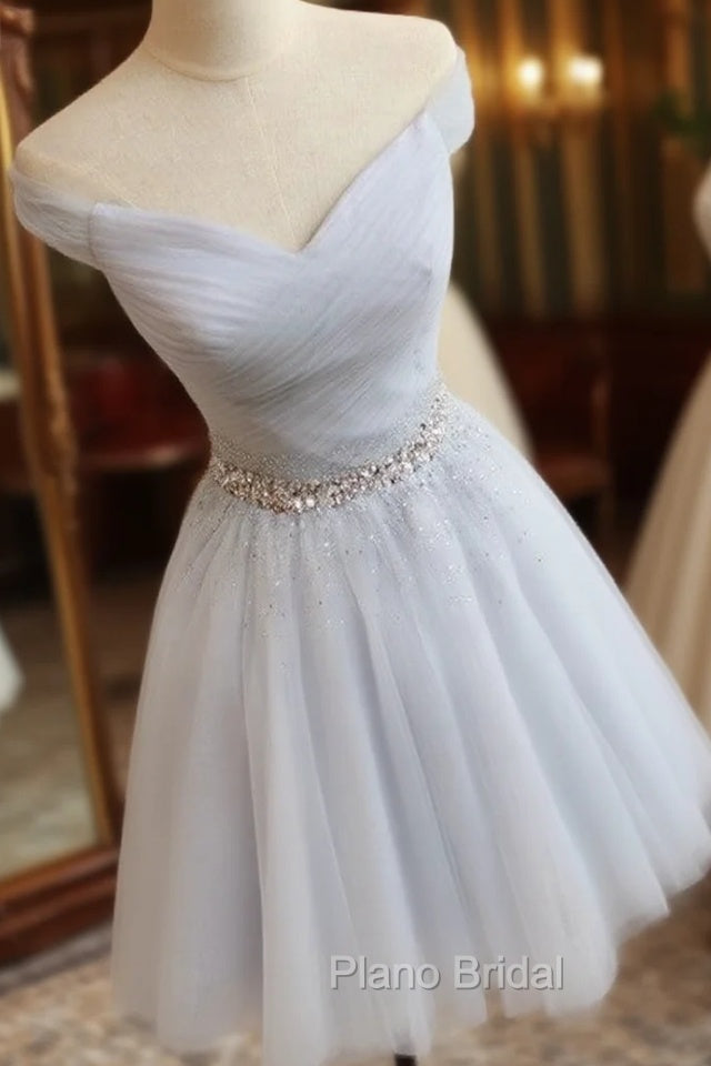 Tulle Homecoming Dresses Off The Shoulder Beaded Sashes
