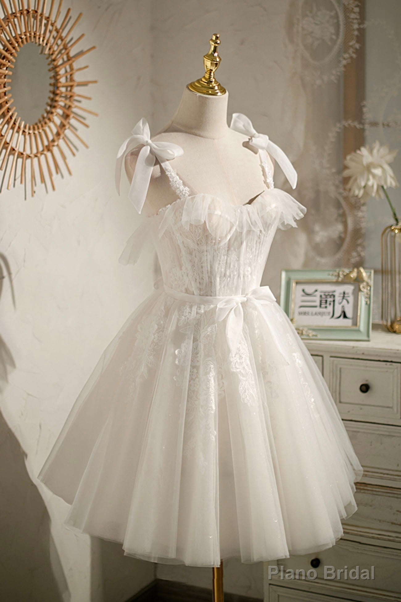 Tulle Lace Knee Length Prom Dress,Cute A-Line Short Cocktail Dresses Secondary image